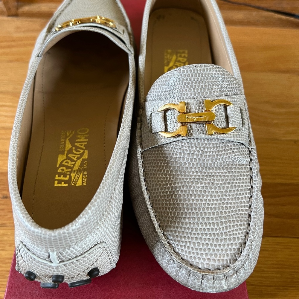 Ferragamo lizard driving moccasin